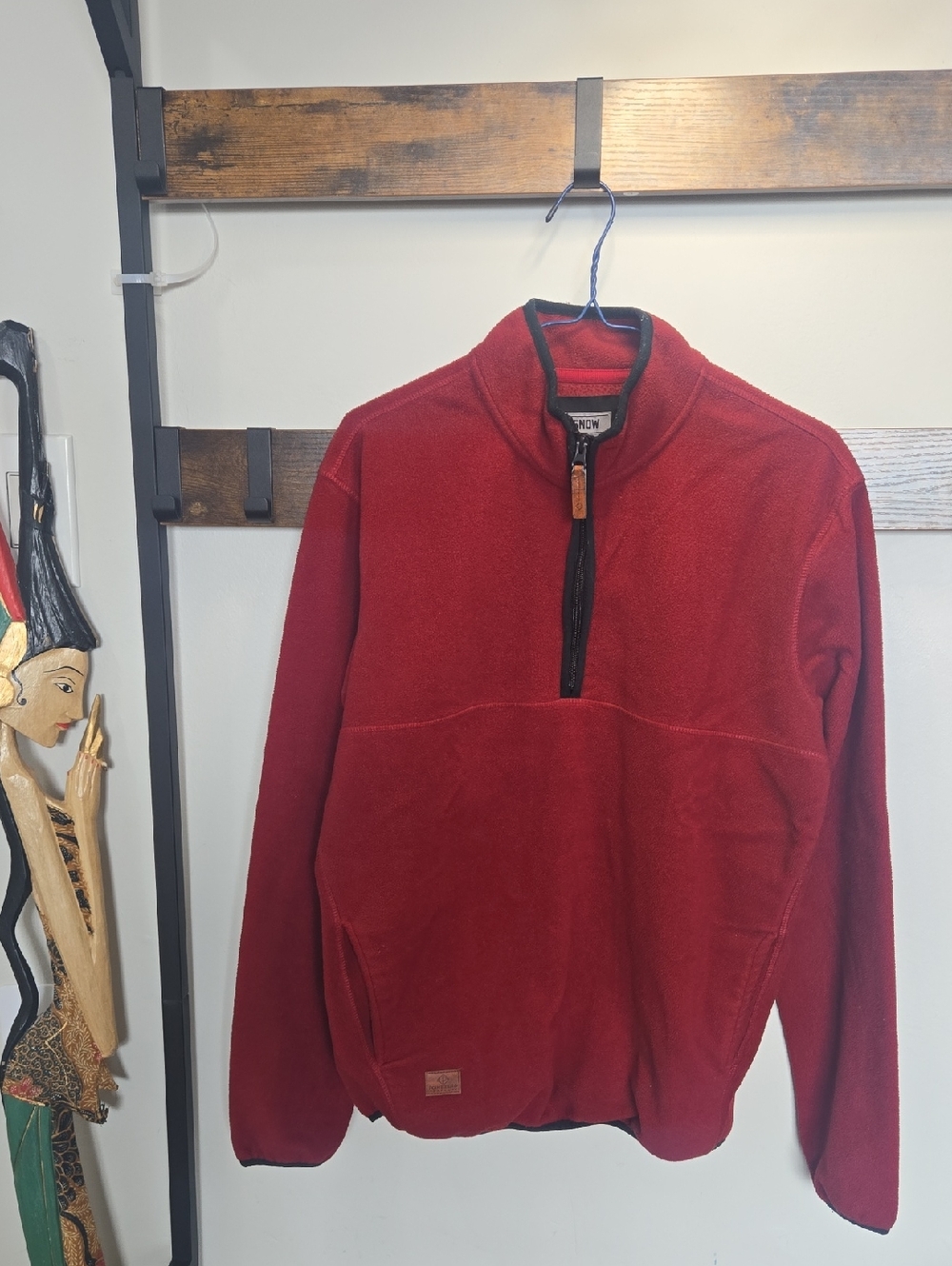 Mens Red Quarter-Zip Fleece Pullover